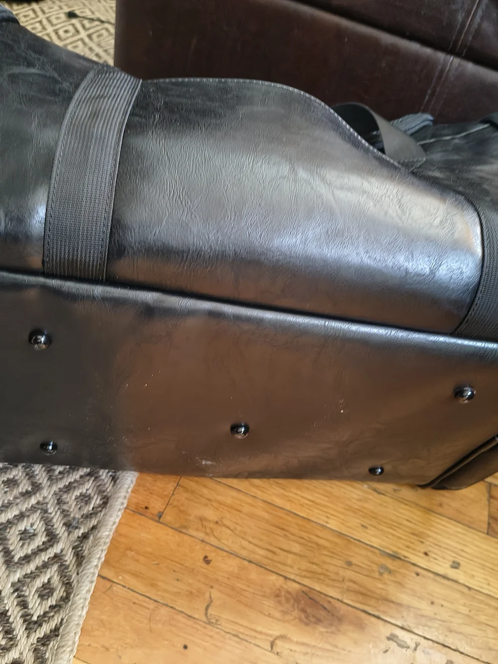 Black Men's Duffel Travel Bag with Shoulder Strap